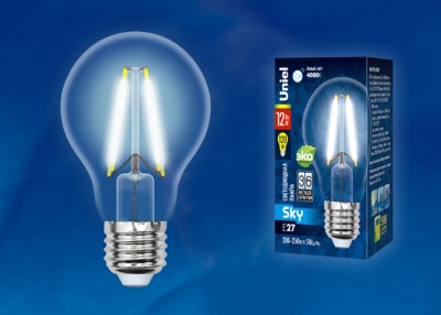 Лампа светодиодная UNIEL LED-A60-12W/4000K/E27/CL PLS02WH картон