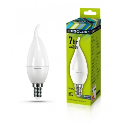 Лампа Ergolux LED-CA35-7W-E14-6K Свеча на ветру 172-265V