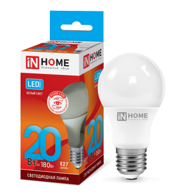 Лампа светодиодная IN HOME LED-A60-VC 20Вт 230В Е27 4000К 1800Лм