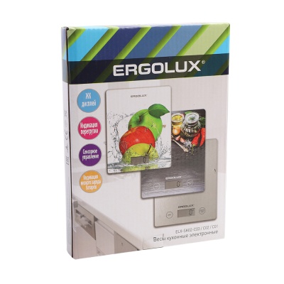 Весы кухонные ERGOLUX ELX-SK02-С03 серые (до 5кг, 195*142 мм) (1/20)