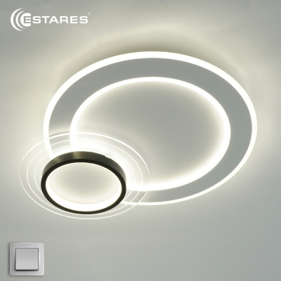 Люстра светодиодная ESTARES SUVON 80W 2R-ON/OFF-500x400x70-WHITE/BLACK/CLEAR-220-IP20