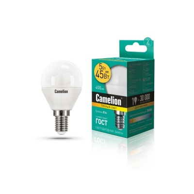 Лампа CAMELION LED5-G45/830/E14 220V 5W (1/10/100)
