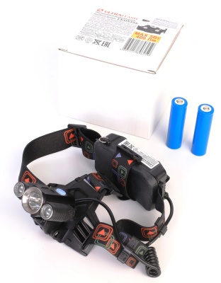 Фонарь ULTRAFLASH LED5335 налоб акк 3,7В, черн., 3LED, 5 Вт, 2 ак. 4 реж, USB, бокс са