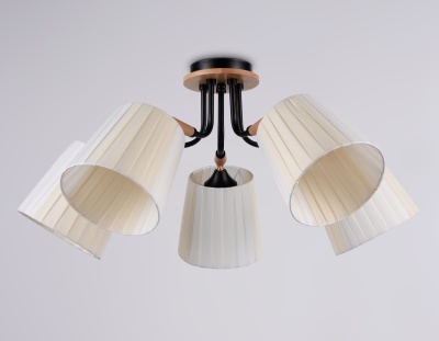 Потолочный светильник Ambrella TR4733/5 BK/LWD черный/светлое дерево E27/5 max 40W D610*270
