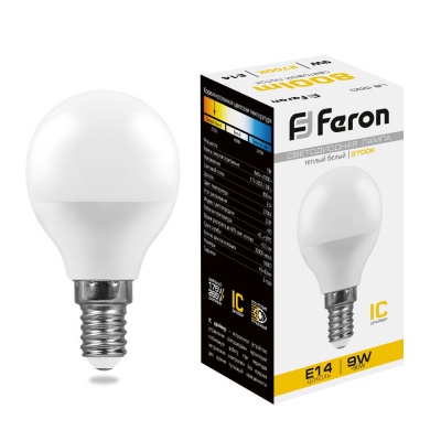 Лампа светодиодная FERON LB-550 9W 230V E14 2700K G45