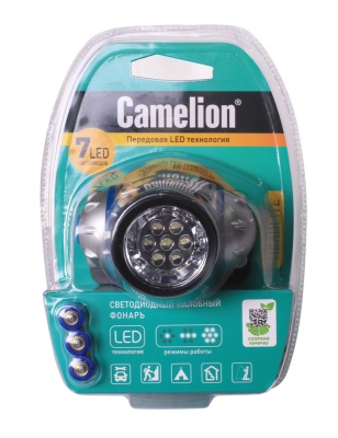 Фонарь CAMELION LED 5310-7F3 налобный, металлик, 7LED, 3 режима, 3хAAA в комплекте (1/6)