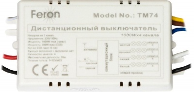 Выключатель FERON TM74 1000W 230V 4-хканальный 30м с пультом управления (50)