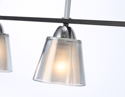 Люстра подвесная Ambrella TR303244/4 BK/CH/SM/FR черный/хром/дымчатый/белый матовый E27*4 max 60W