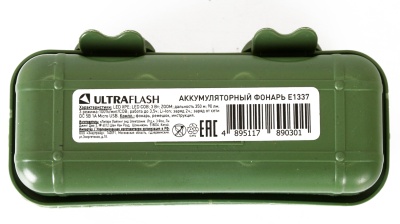 Фонарь ULTRAFLASH E1337 аккум. 3,7В, черный, XPE + COB LED, 3 Вт, 3 реж., Micro - USB, бокс