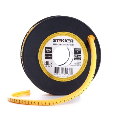 Кабель-маркер "1" для провода сеч.4мм , желтый, CBMR40-1 (500шт в упак)