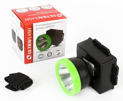 Фонарь ULTRAFLASH LED53762 налобный, черный, 1LED 0,5Вт, 1 реж., 3XR6, пластик, коробка