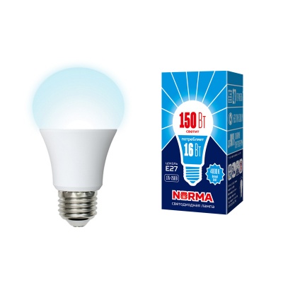 Лампа светодиодная Volpe LED-A60-16W/NW/E27/FR/NR Форма "A", матовая.Серия,Norma. Белый свет (4000K)