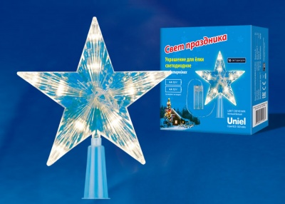 Украшение светодиодное для ёлки UNIEL ULD-H1515-010/STB/2AA WARM WHITE STAR-2 «Звезда-2», 15см