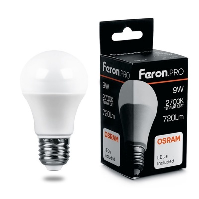 Лампа светодиодная FERON PRO LB-1009 (9W) 230V E27 2700K A60 