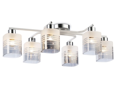 Люстра подвесная Ambrella TR303207/6 WH/CH/SM/FR белый/хром/дымчатый/белый матовый E27*6 max 60W 710