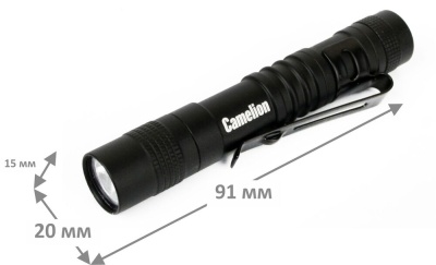 Фонарь CAMELION LED51516 черный, LED XPE, 3 реж 1XLR03 в компл., алюм., откр. блистер