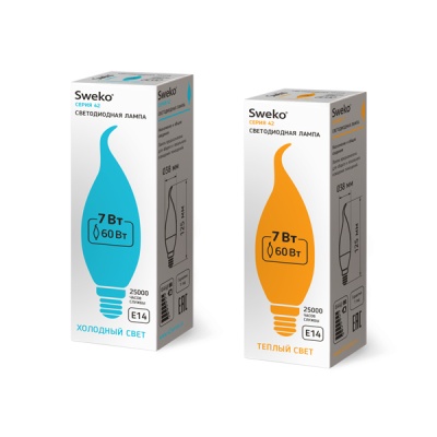 Светодиодная лампа Sweko 42 серия 42LED-C35-7W-230-4000K-E14-T