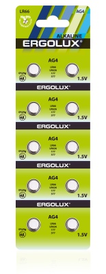 Элемент питания Ergolux AG 4  BL-10 (AG4-BP10, LR66 /LR626 /177 /377 батарейка для часов)