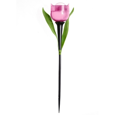 Светильник садовый на солн.бат. UNIEL USL-C-451/PT305 PINK TULIP Розовый тюльпан. Белый свет IP44
