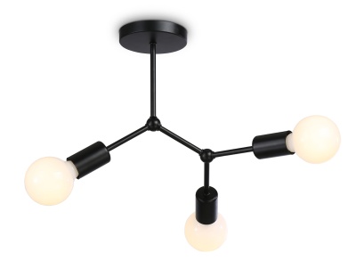 Потолочный светильник в стиле лофт Ambrella TR8027/3 BK черный E27*3 max 40W D400*390
