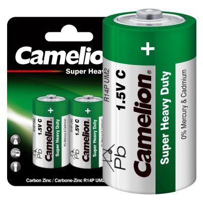 Батарейка CAMELION R14 BL-2, 1.5В (зеленый) (12/288)