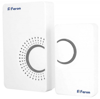 Звонок FERON E-373 36 мелодий белый, серый  IP20, 2*1,5V/ААА (база)