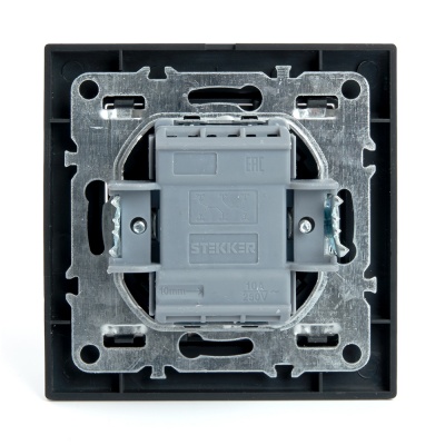 Выключатель (переключатель) электрический 2-клавишный, серия Эрна, PSW10-9008-03, черный