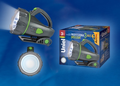 Фонарь UNIEL S-SL011-BA Black пластиковый корпус, 3 Watt LED 3.6V 1200mA Ni-MH battery в/к, черный