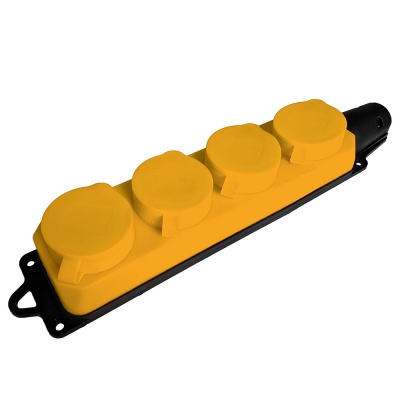 Розетка переносная 4-местная c/з, каучук, серия Одри, RST16-24-44-6, желтый