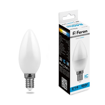 Лампа светодиодная FERON LB-570 9W 230V E14 6400K свеча