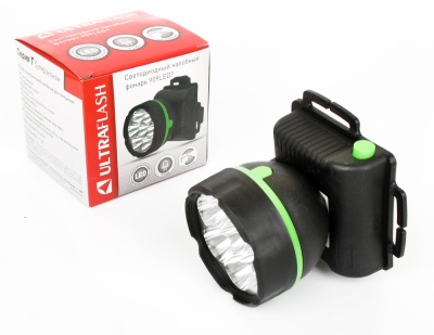 Фонарь ULTRAFLASH 909LED7 налобный, черный 7LED 1режим, 3xR6, пластик 