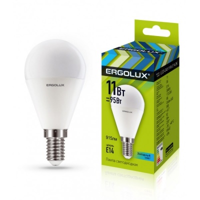 Лампа Ergolux LED-G45-11W-E14-4K Шар 172-265V