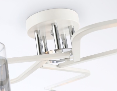 Люстра подвесная Ambrella TR303219/5 WH/CH/SM белый/хром/дымчатый E27*5 max 60W D580*250
