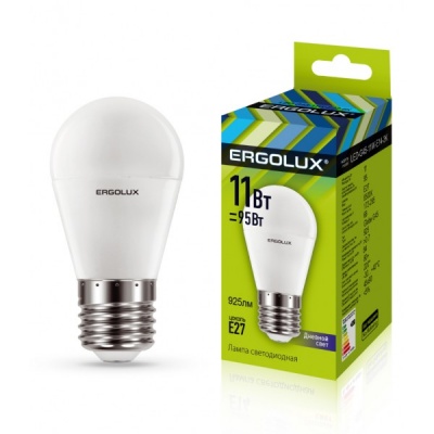 Лампа Ergolux LED-G45-11W-E27-6K Шар 172-265V