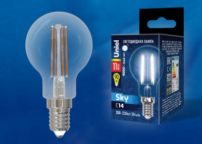 Лампа светодиодная UNIEL LED-G45-11W/4000K/E14/CL PLS02WH картон
