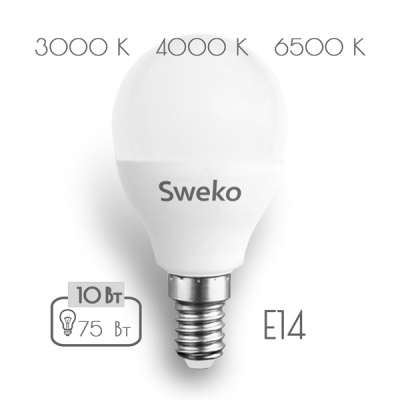 Светодиодная лампа Sweko 42 серия 42LED-G45-10W-230-3000K-E14