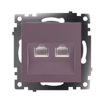 Розетка компьютерная 2-местная RJ-45 (механизм), серия Катрин, GLS00-7109-04, шоколад
