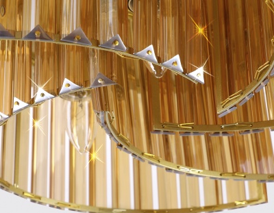 Потолочный светильник с хрусталем Ambrella TR5207/6 GD/TI золото/янтарь E27/6 max 40W D600*180