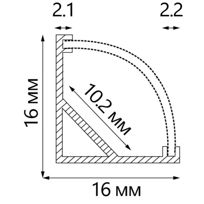 Соединительный профиль FERON CAB280 "угловой" круглый 16х16мм, серебро, 2м, с заглушками (60)