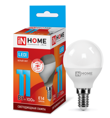 Лампа светодиодная IN HOME LED-ШАР-VC 11Вт 230В Е14 4000К 990Лм 