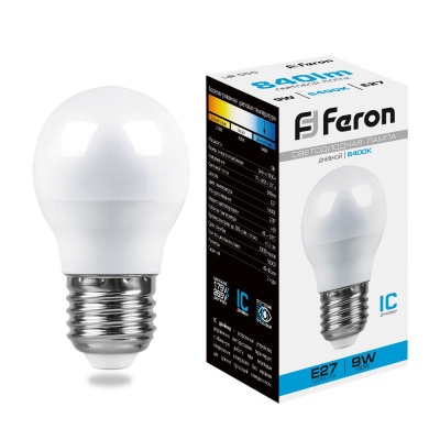 Лампа светодиодная FERON LB-550 9W 230V E27 6400K G45