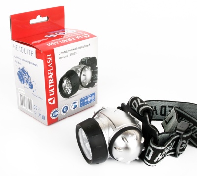 Фонарь ULTRAFLASH LED5353 налобный, металлик 19LED 4режима, 3хR03, пластик (1/5)
