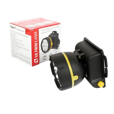 Фонарь ULTRAFLASH 909LED5 налобный, черный 5LED 1режим, 3xR6, пластик (1/100)