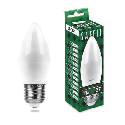 Лампа светодиодная SAFFIT 11W 4000K 230V E27 C37 свеча, SBC3711 ()