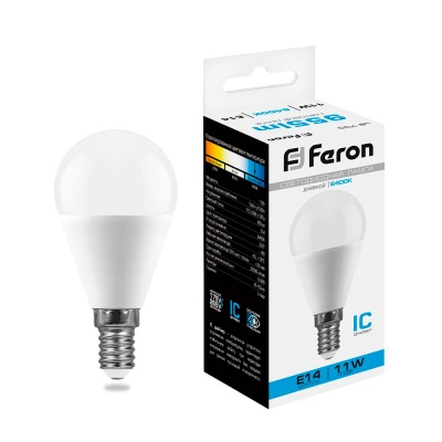 Лампа светодиодная FERON LB-750 11W 230V E14 6400K G45