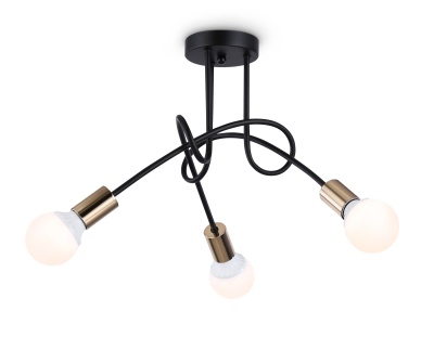 Люстра потолочная Ambrella TR80415/3 BK/GD черный/золото E27/3 max 60W D670*370