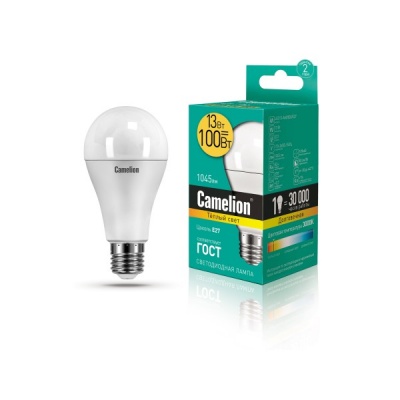 Лампа CAMELION LED13-A60/830/E27 220V 13W (1/10/100)