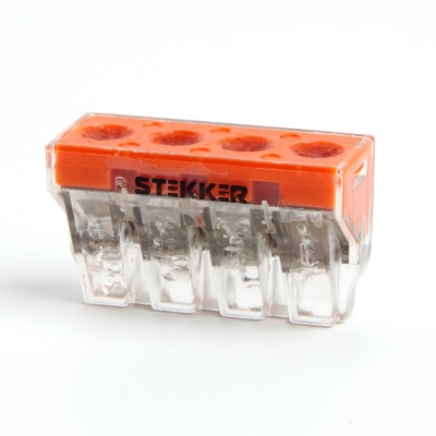Клемма монтажная STEKKER LD773-174-1 4-проводная для одножильных проводников (с пастой) (мин 50 шт)