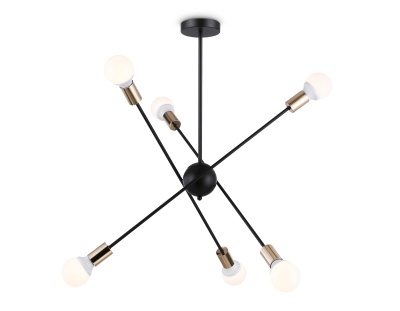 Люстра подвесная Ambrella TR80435/6 BK/GD черный/золото E27/6 max 60W D950*730