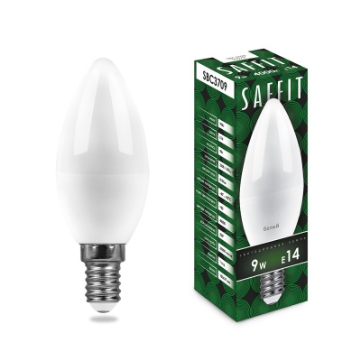 Лампа светодиодная SAFFIT 9W 4000K 230V E14 C37 свеча, SBC3709
